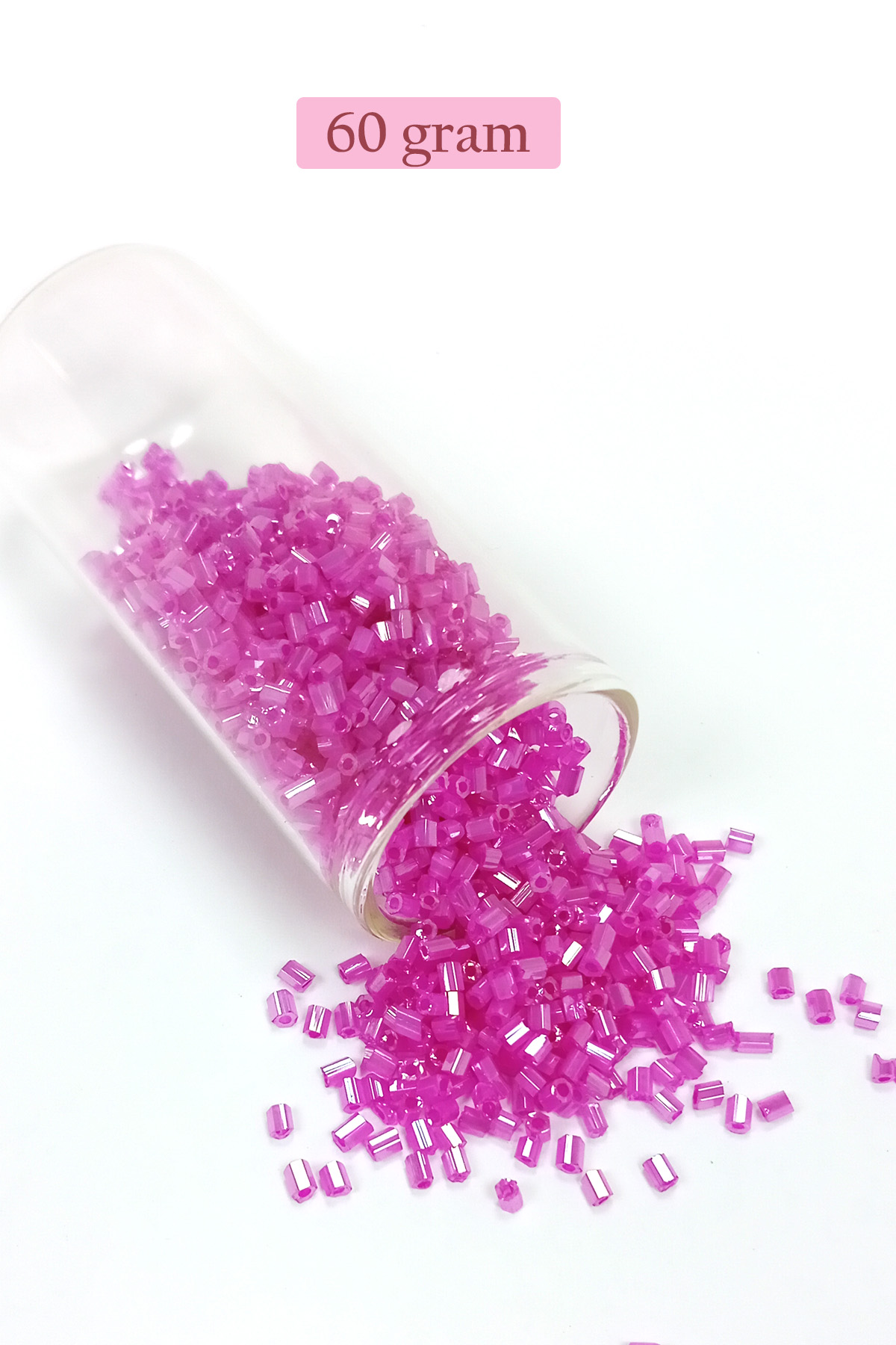 Kesme Cam Boncuk 2mm - 60 Gram - Şeffaf Fuşya - BNC363