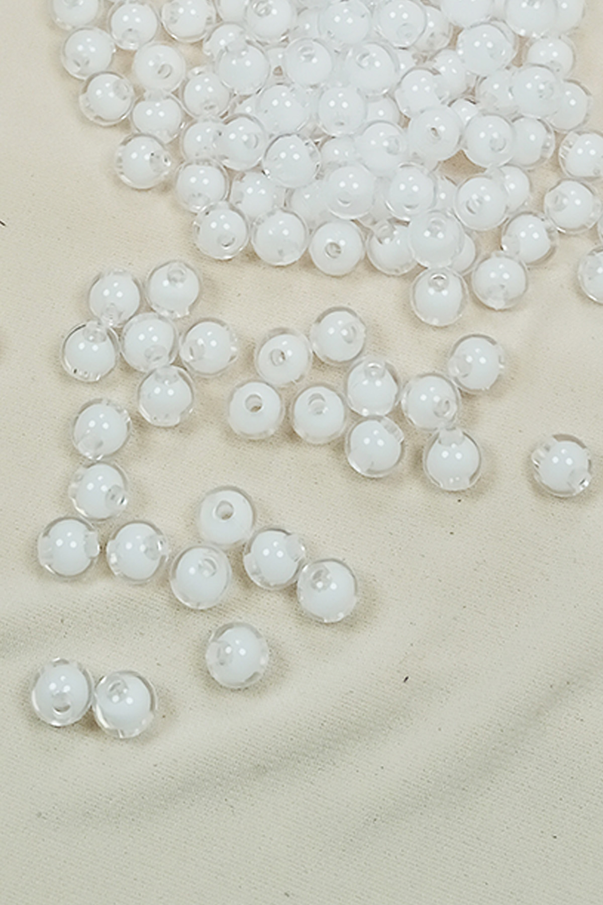 Yuvarlak Boncuk İçten Boncuklu Bileklik Çanta Boncuğu 8 mm 50 gr Beyaz - BNC470