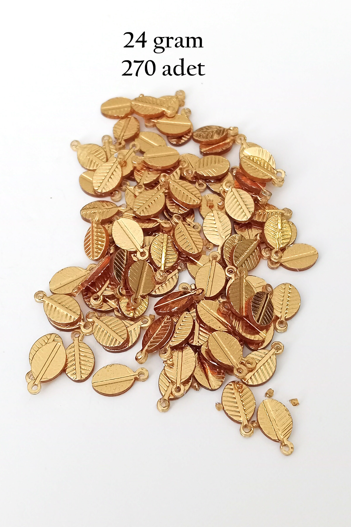 Oya Abiye Bileklik Kolye Pleksi Metalik Plastik Pul Altın Renk 24 gram 270 adet - BNC538