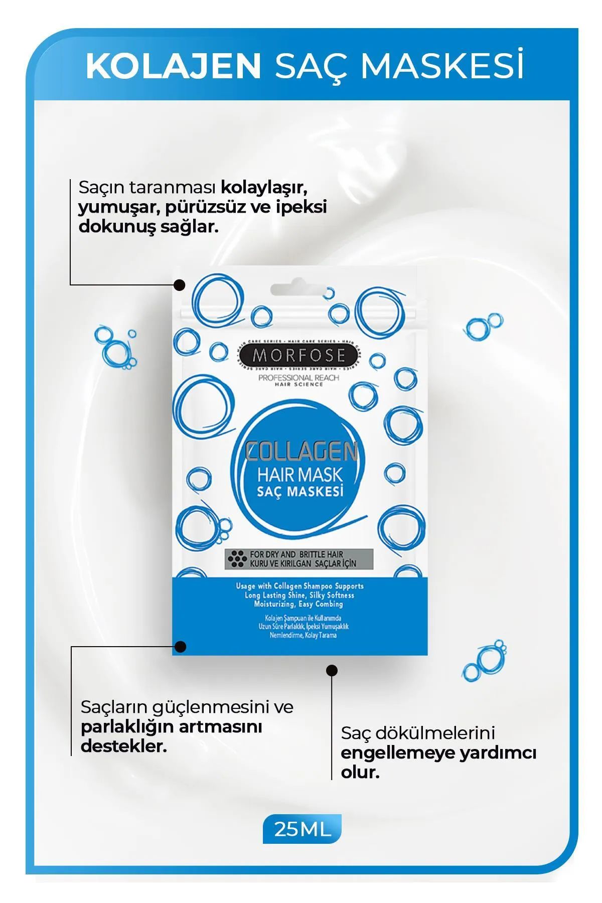 Kolajen Saç Maskesi 25 ML (24 ADET) - Zayıf ve Güçsüz Saçlar İçin - mrfs