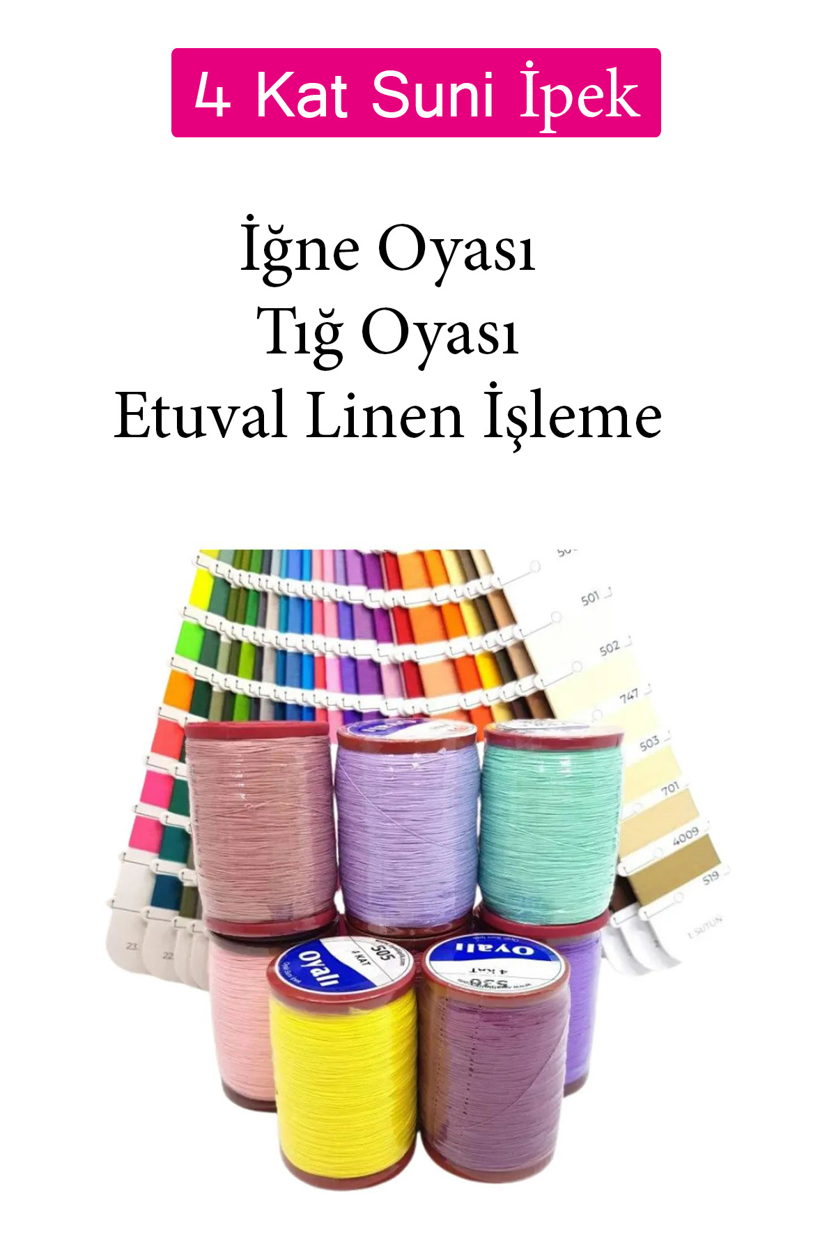 Oyalı 4 Kat Suni İpek İplik İğne Oyası Boncuk İpi Tığ Oyası No:256