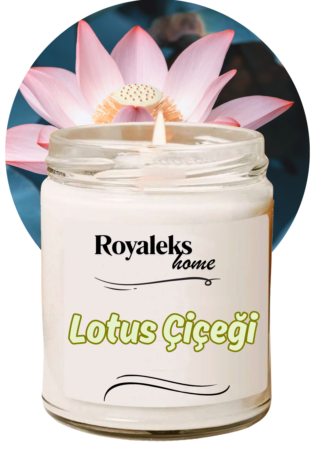Doğal Özel Seri Kokulu Dekoratif Kavanoz Mum 210 cc - Lotus Esansı - RYL