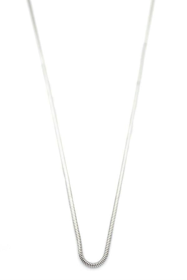 Kalın Yılan Zincir Kolye - 60cm - Gümüş