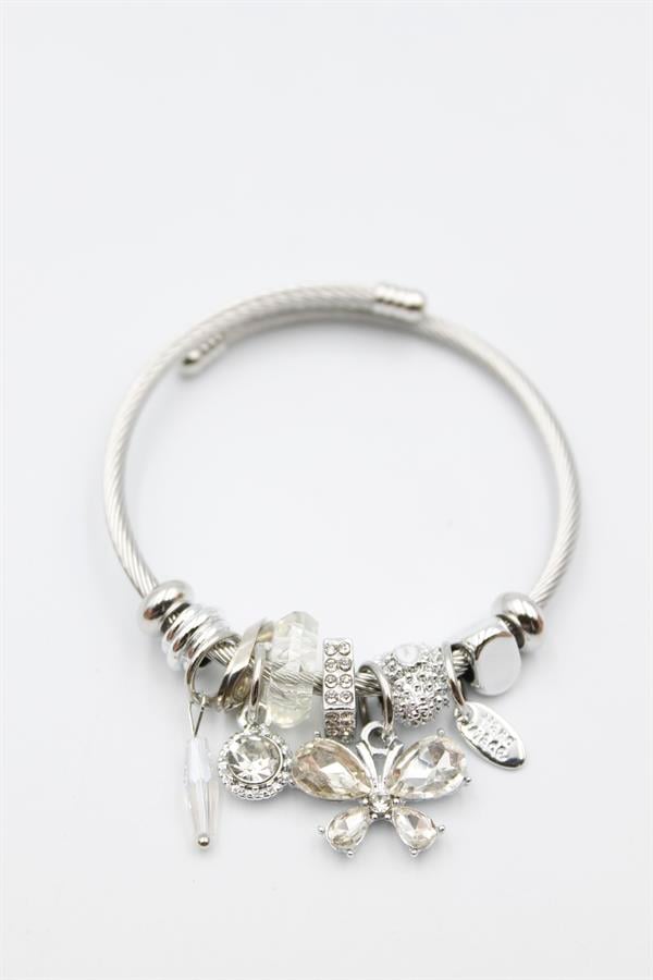 Kelebek Charm Bilezik - Beyaz