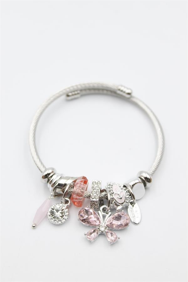 Kelebek Charm Bilezik - Pembe