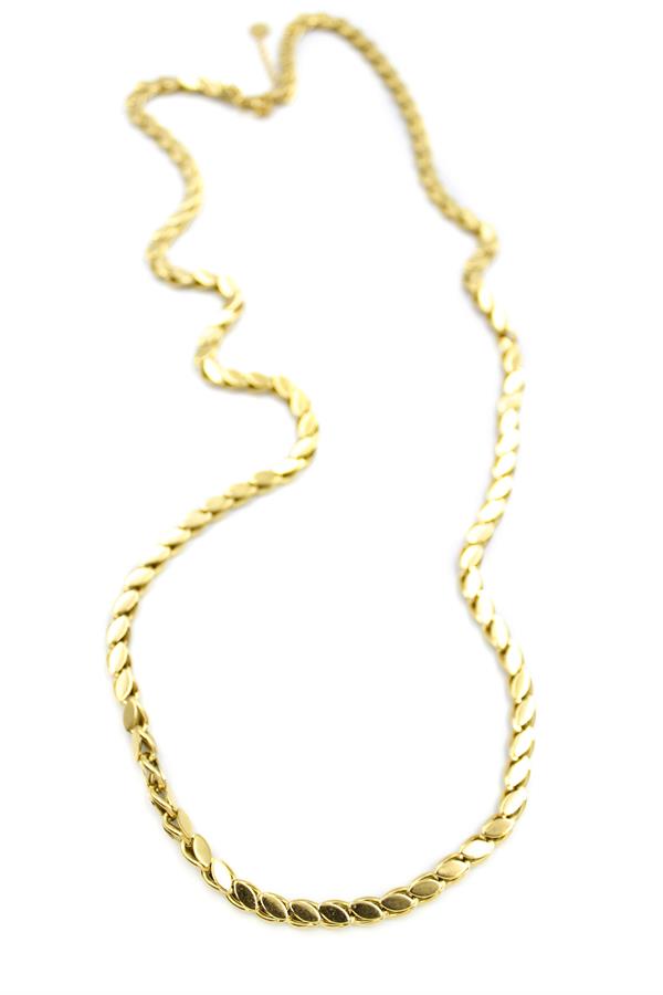 İnce Arpa Zincir Kolye(60 cm) - Altın