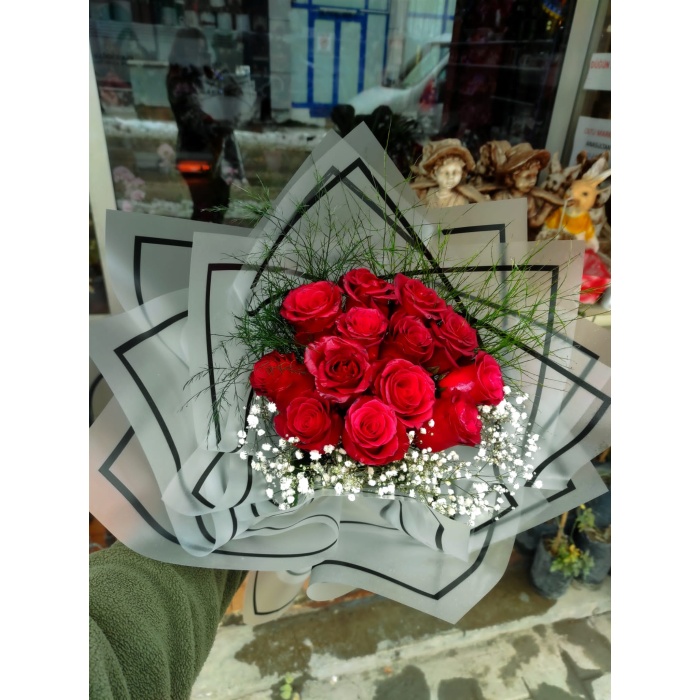 KIRMIZI GÜL BUKETİ TASARIM13LÜ