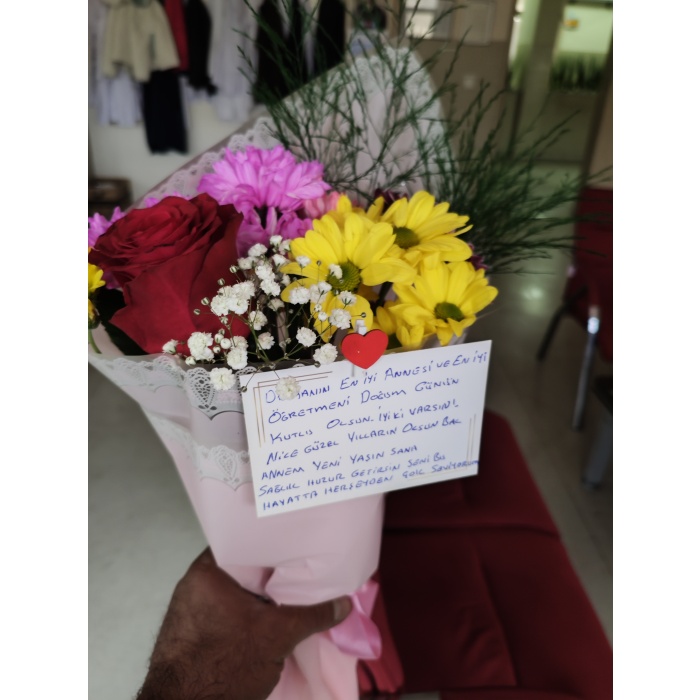 Canlı Gül Papatya Buketi