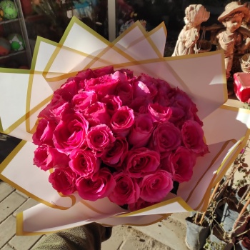 41 Lİ Canlı Pembe Gül Buketi