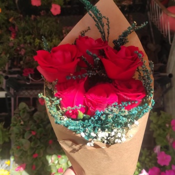 6lı Yapay Kırmızı Gül Buketi