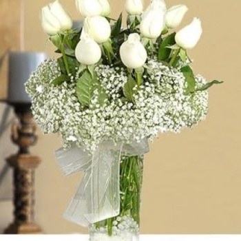 Cam Vazo 11 Ad. Beyaz Gül Aşk Evreni