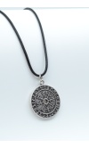 Vegvisir Pusula - Viking Sembol Gümüş Kaplama Deri İp Kolye