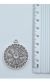 Vegvisir Pusula - Viking Sembol Gümüş Kaplama Deri İp Kolye