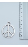 Peace Barış İşareti Gümüş Kaplama Deri İp Kolye