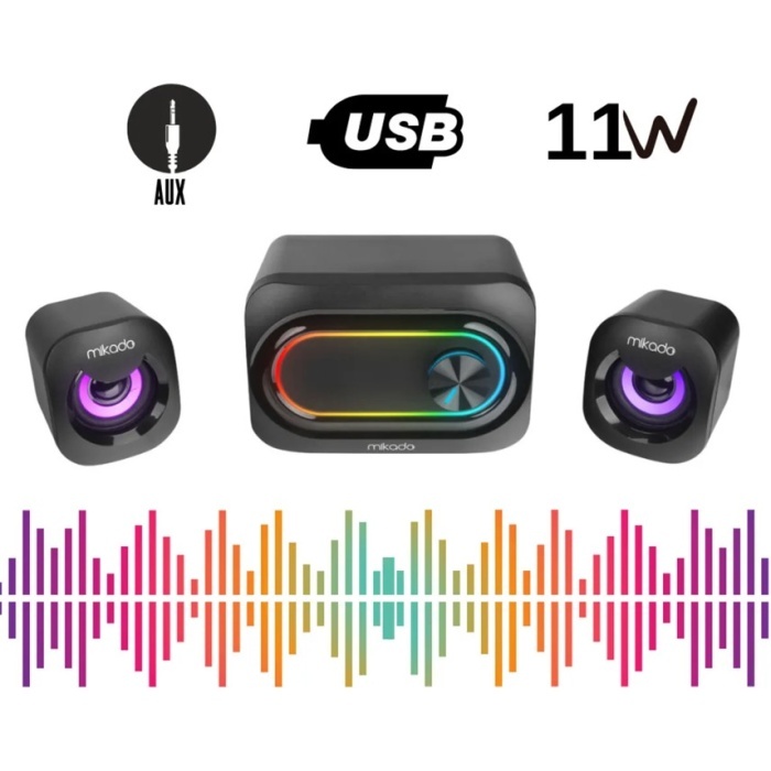 Mikado MD-511 2+1 5W+3W×2 USB RGB Ledli Gaming Speaker Hoparlör