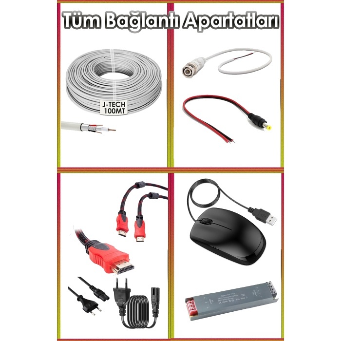 4 Kameralı 4K3050MH 19 250GB Gece Renkli 5MP Sony Lens HD XMeye Güvenlik Kamera Sistemi Cepten İzle