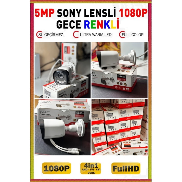 4 Kameralı 4K3050MH 19 250GB Gece Renkli 5MP Sony Lens HD XMeye Güvenlik Kamera Sistemi Cepten İzle