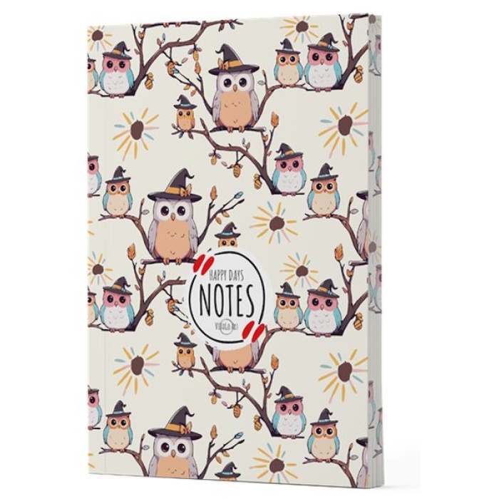 Baykuş 7 - Yan Boyamalı Çizgili Defter