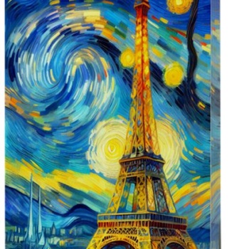 Van Gogh 9 - Eyfel Kulesi Çizgili Yan Boyamalı Defter