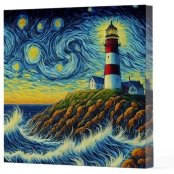 Van Gogh 8 Deniz Feneri - Çizgisiz Yan Boyamalı Defter