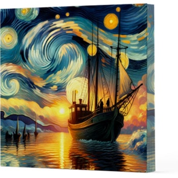 Van Gogh 2 Gemi - Çizgisiz Yan Boyamalı Defter