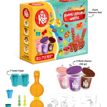 Sevimli Şeflerle Waffle Oyun Hamuru Seti (16 Parça - 340 Gr)