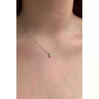 925 Ayar Üç Boyutlu Gümüş Kaplama Harfli Kolye