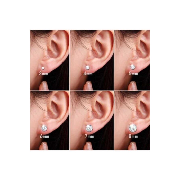 5 Mm 1 Çift Cubic Zirkon 925 Ayar Gümüş Tektaş Çivi Küpe