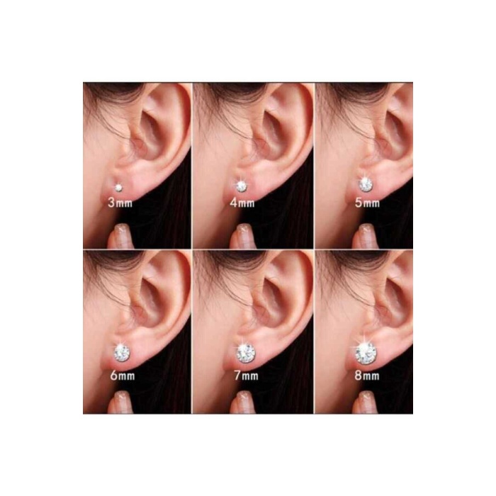 Kadın 925 Ayar Gümüş Tektaş Çivi Küpe 1 Çift 6 Mm - Rose Kaplama