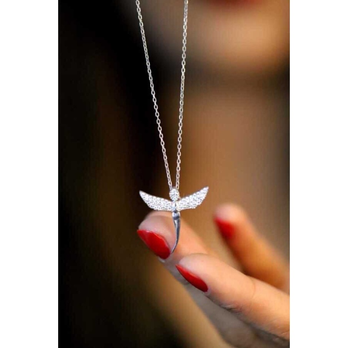 925 Ayar Zirkon Taşlı Peri Model Hayalet Kolye