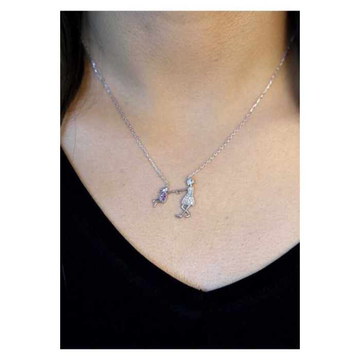 925 Ayar Zirkon Taşlı Anne&çocuk Model Hayalet Kolye