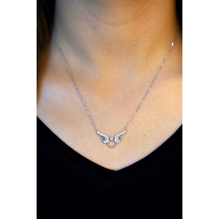 925 Ayar Zirkon Taşlı Tektaş Model Hayalet Kolye