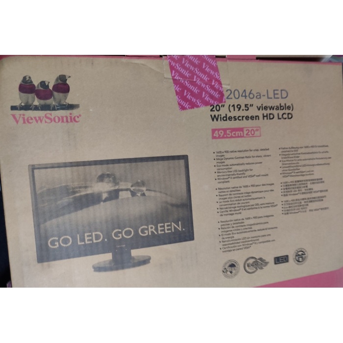 Wievsonic 20(19,5viewable)  Widescreen HD Lcd  Monütör