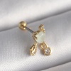 316L Çelik Gold Renk Beyaz Mineli Kalp Sallantı Zirkon Taşlı Tragus Piercing