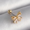 316L Çelik Gold Renk Zirkon Taşlı Kelebek Tragus Piercing