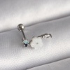 316L Çelik Gümüş Renk Zirkon Taş Detay Beyaz Çiçek Model Tragus Piercing