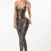 Zebra Desenli Lame Vücut Çorabı-490