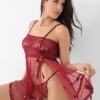 Bordo Şifon Pileli Gecelik-835