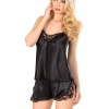 Siyah Saten Babydoll Şortlu Takım - 283