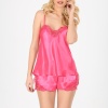 Fuşya Saten Babydoll Şortlu Takım - 279
