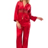 Kırmızı Saten Pijama Takımı - 1601