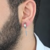 Silver Renk Kaplama Kılıç Figürlü Çelik Kıstırmalı Erkek Küpe