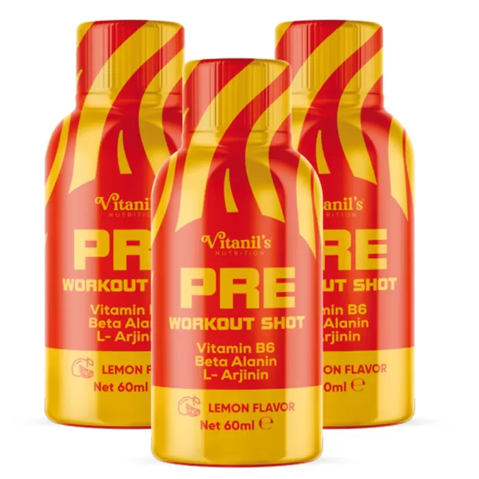 Vitanils Nutrition PRE-WORKOUT SHOT Spor Öncesi Aminoasit B6 - Beta Alenin - Arjinin 60ML*12PCS