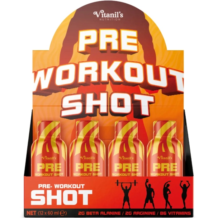 Vitanils Nutrition PRE-WORKOUT SHOT Spor Öncesi Aminoasit B6 - Beta Alenin - Arjinin 60ML*12PCS