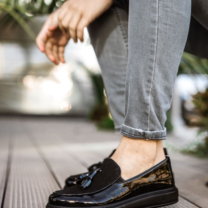 CH002 RST Loafer Verniciata Erkek Ayakkabı SIYAH