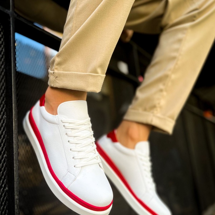 CH979 Santoni GBT Spor Erkek Ayakkabı BEYAZ/KIRMIZI