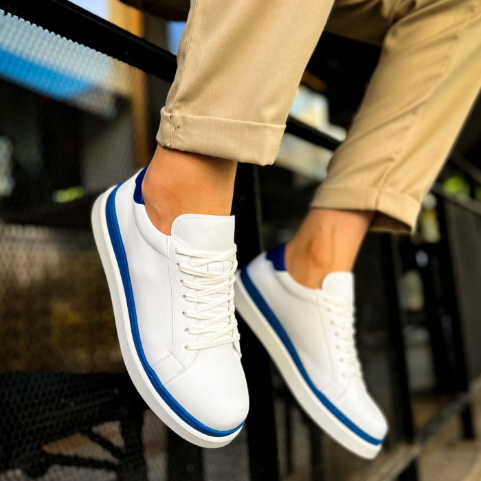 CH979 Santoni GBT Spor Erkek Ayakkabı BEYAZ/MAVI