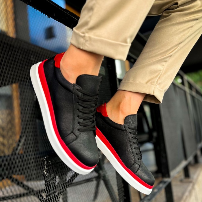 CH979 Santoni GBT Spor Erkek Ayakkabı SIYAH/KIRMIZI