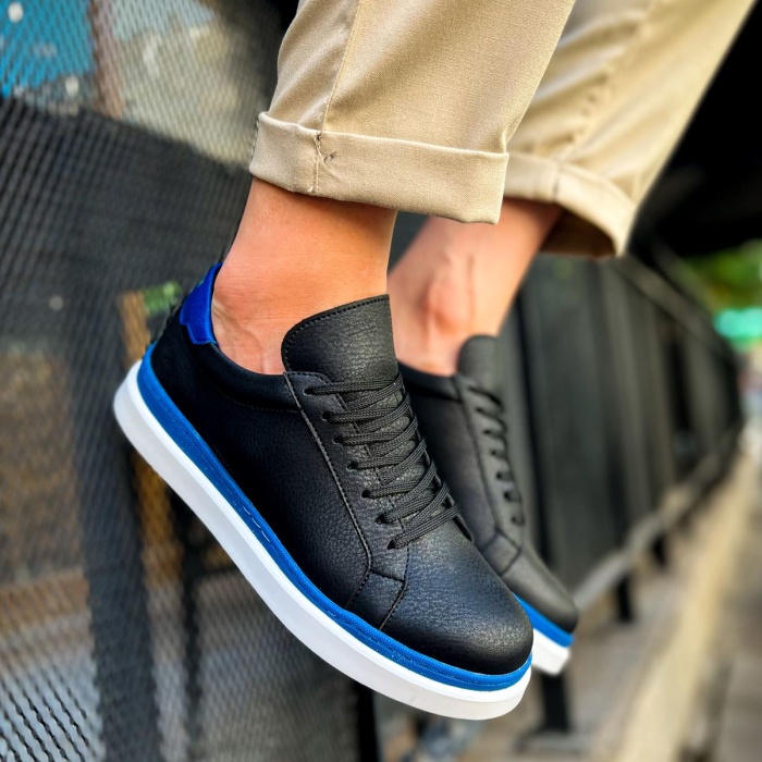 CH979 Santoni GBT Spor Erkek Ayakkabı SIYAH/MAVI