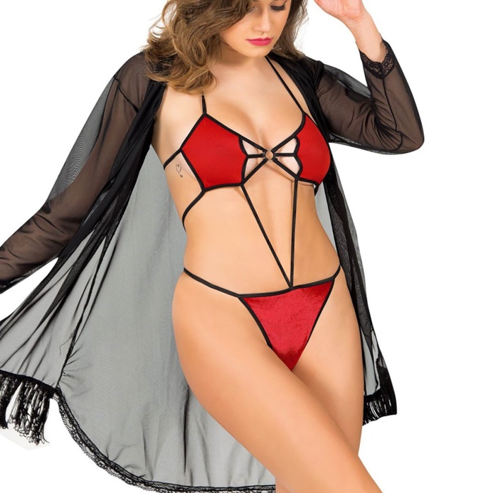 Kırmızı Fantezi 2 Li Takım - 1358